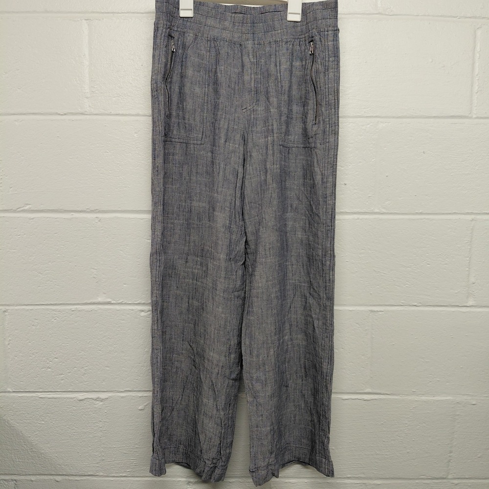 Violets & Roses Women Cropped Linen Pants Size 10/30 Blue Lagernook Coastal